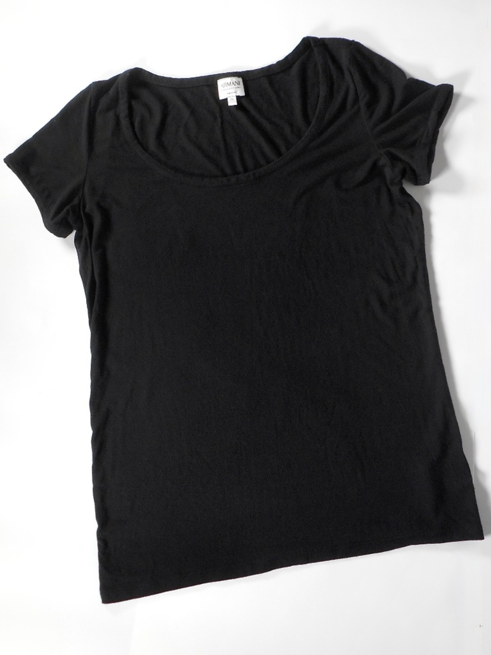 Armani Collezioni Black Soft Sz 10 Short Sleeve Tshirt Viscose Stretch Italy